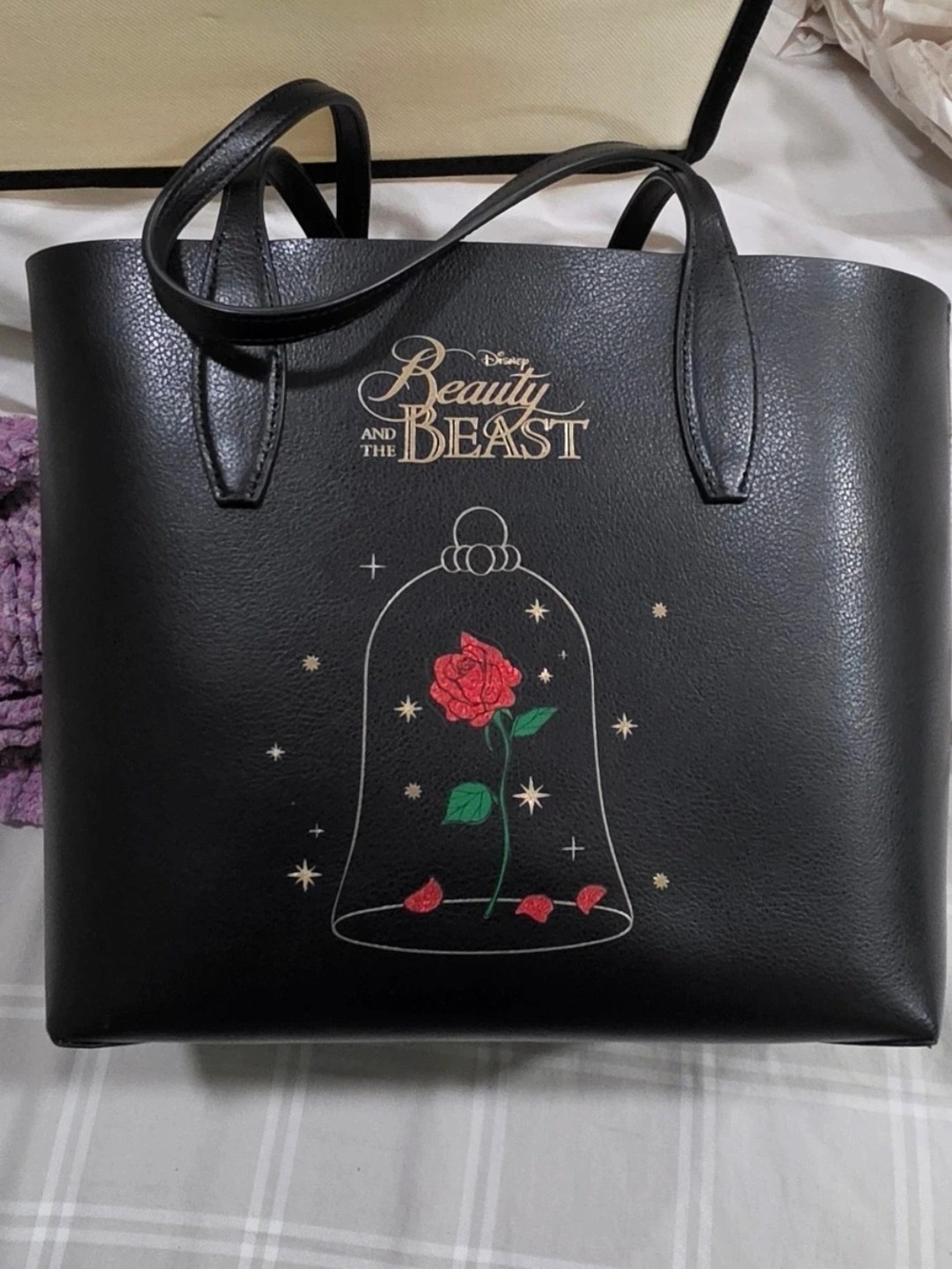 Disney Beauty and the Beast Black Tote Bag with Enchanted Rose Kate Spade
